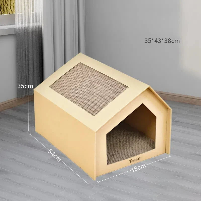 Cardboard Rabbit House with Scratch Pad